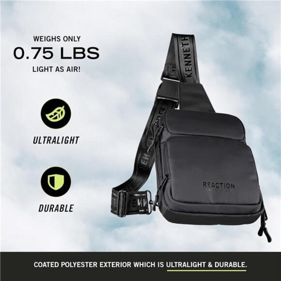 Black Tech Crossbody Bag Men Lightweight Durable Tablet Travel Shoulder Bag - Picture 3 of 7